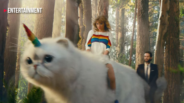 Taylor Swift rides a giant caticorn