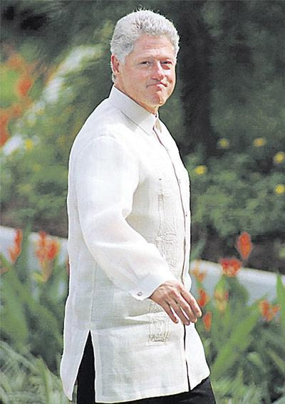 President Bill Clinton wears barong tagalog